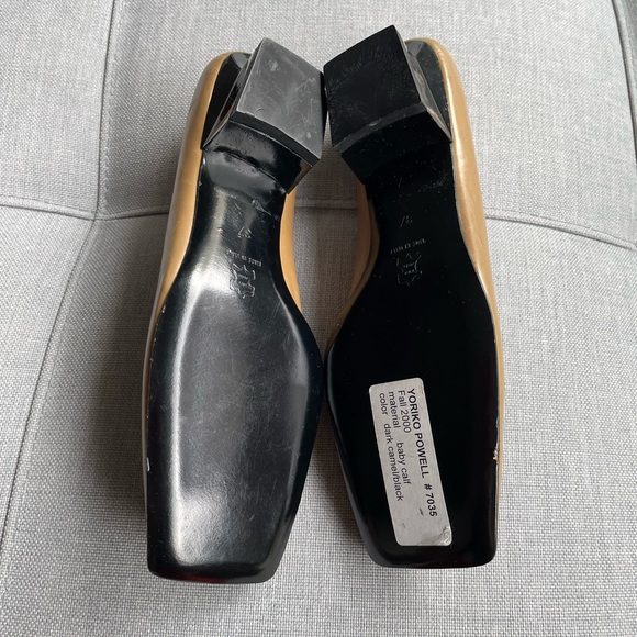 Yoriko Powell Made in Italy Vintage Leather Low Heel square toe Pumps - Picture 5 of 9